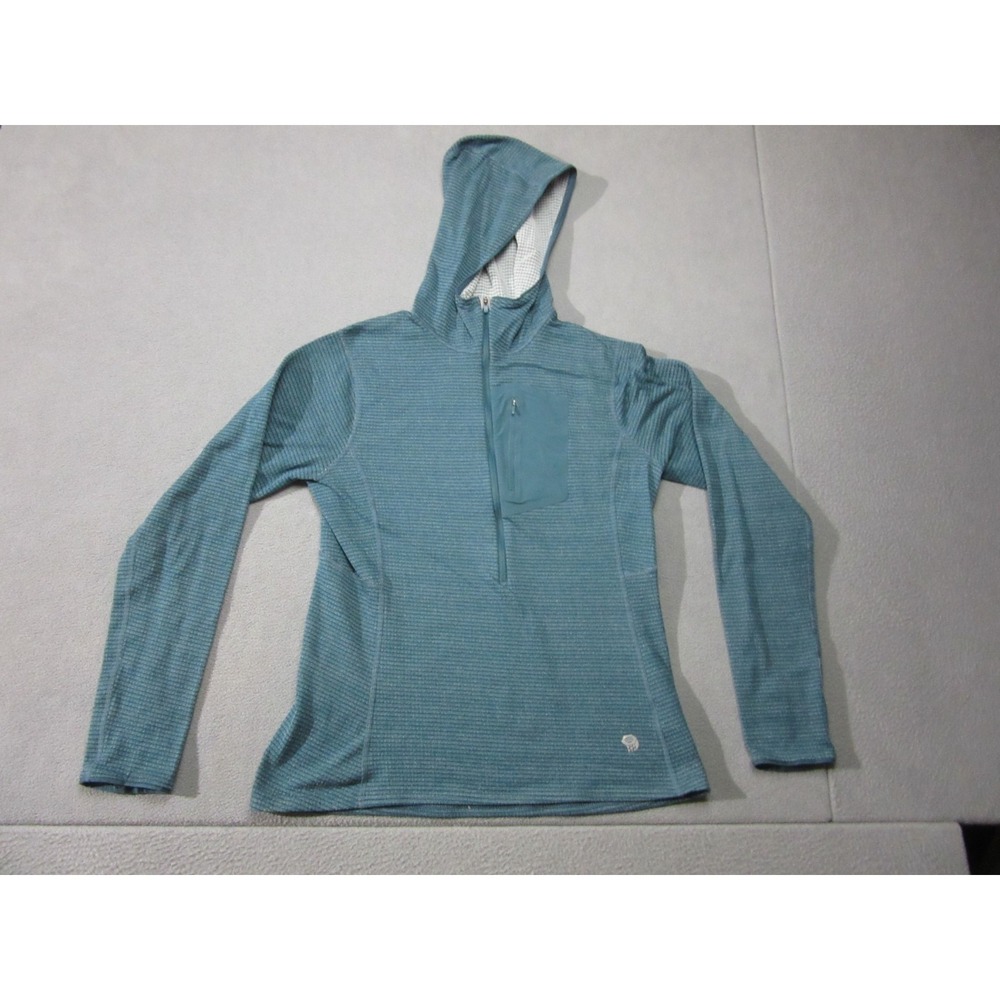 Mountain Hardwear Hoodie Womens Small Blue Type 2 Fun 3/4 Zip Waffle Outdoor